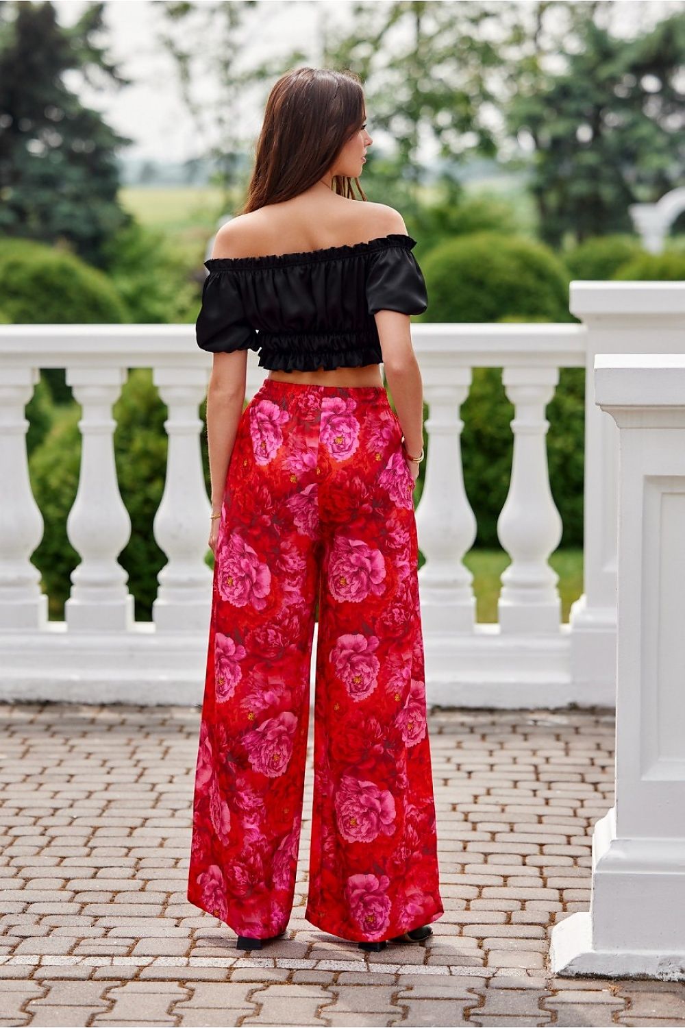 Wide-leg pants with floral pattern Capri