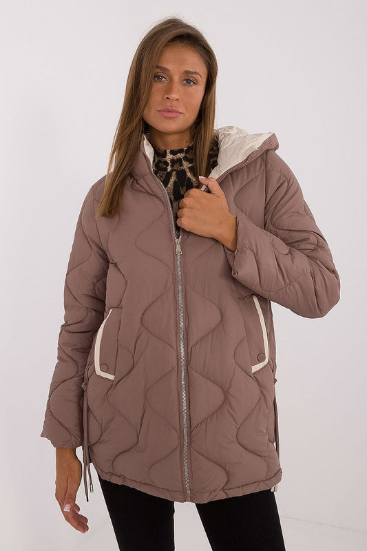 Cappuccino hooded quilted jacket