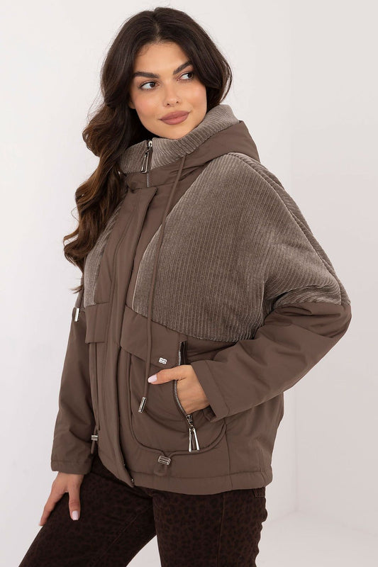 Brown quilted transitional jacket