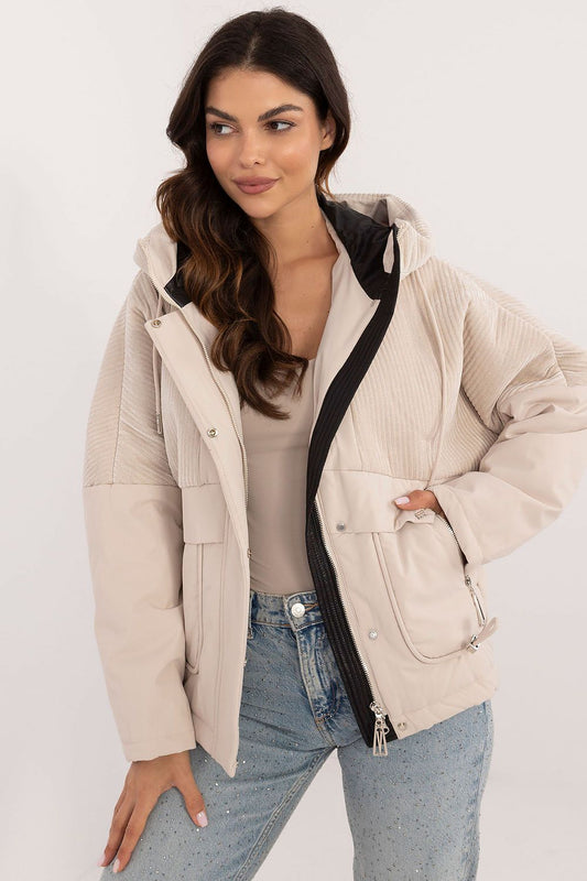 Beige quilted transitional jacket