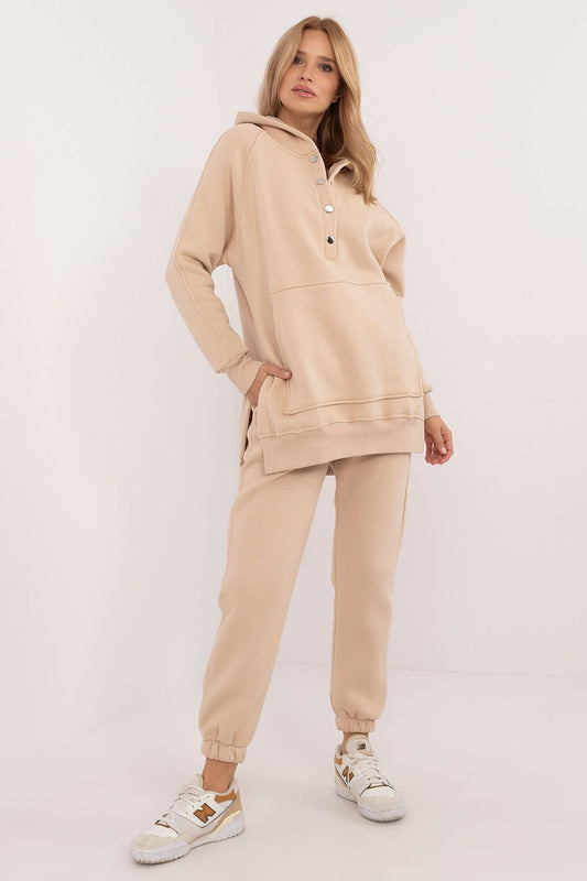 Beige cotton 3-piece sports set