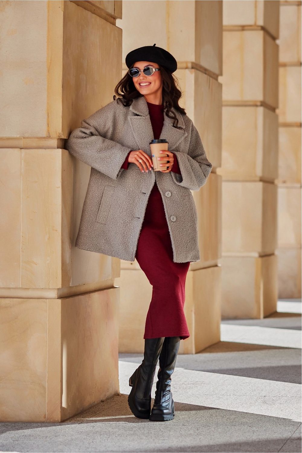 Camila short coat in light gray