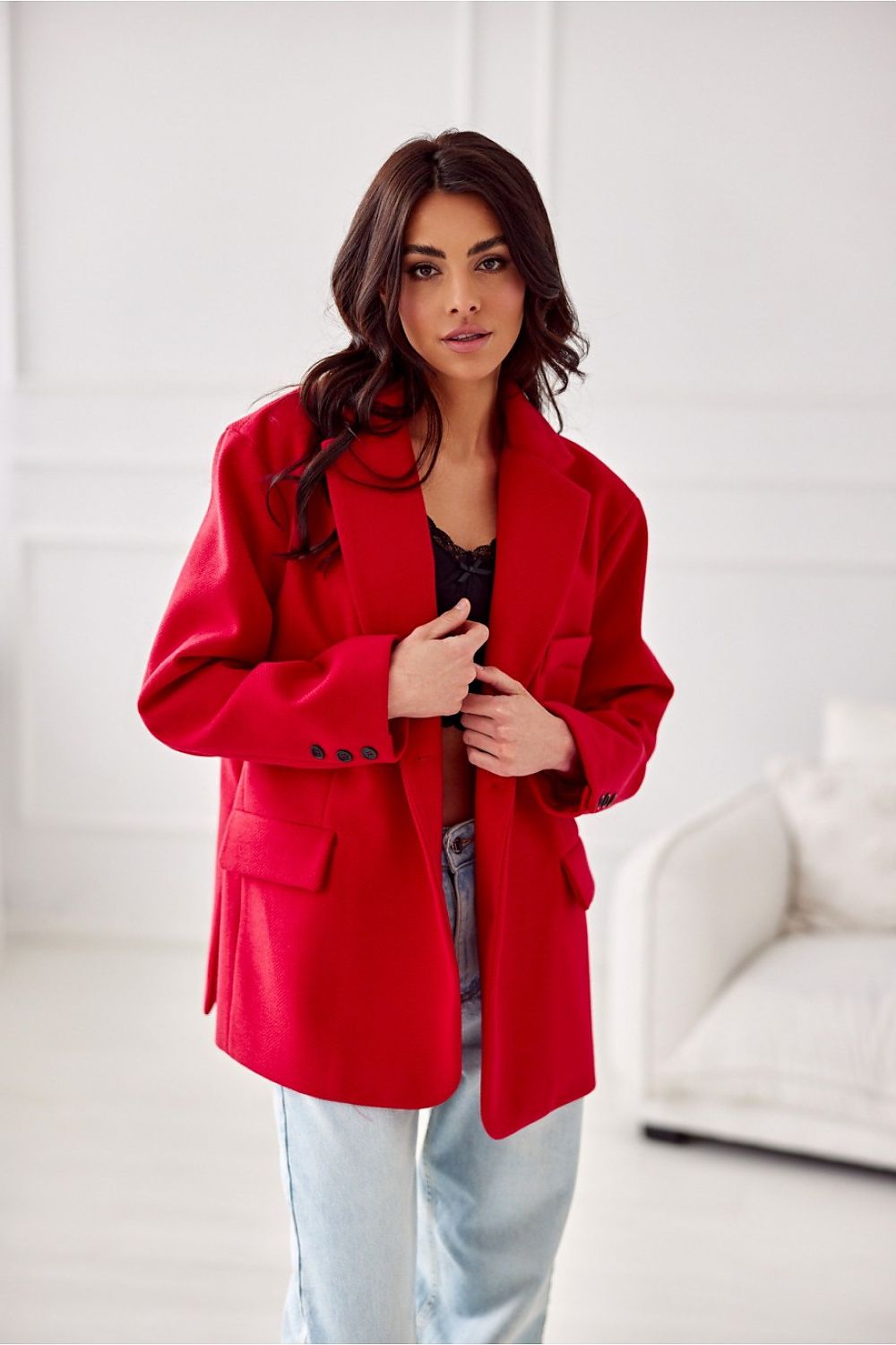 Oversized red jacket