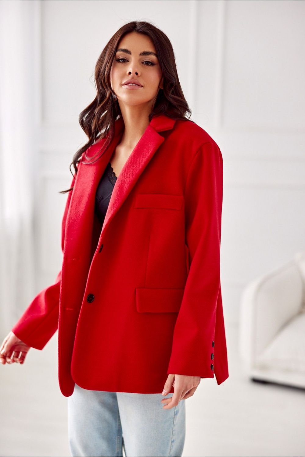 Oversized red jacket