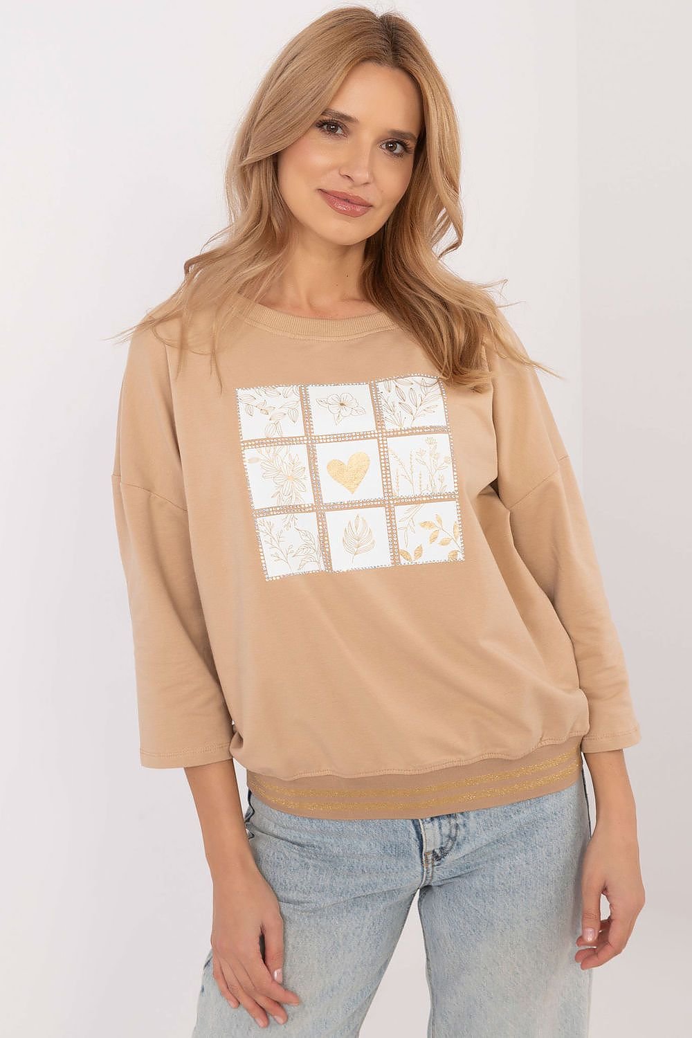 Beige long-sleeved blouse