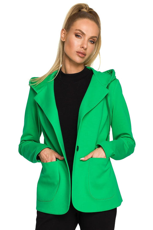 Fitted sports jacket with hood in green