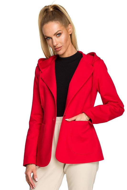 Fitted sports jacket with hood in red