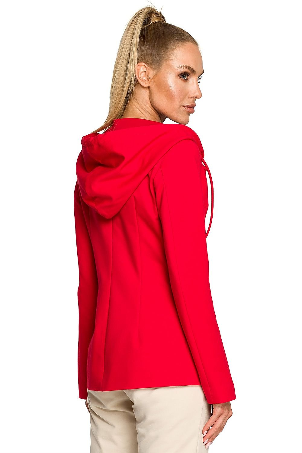 Fitted sports jacket with hood in red