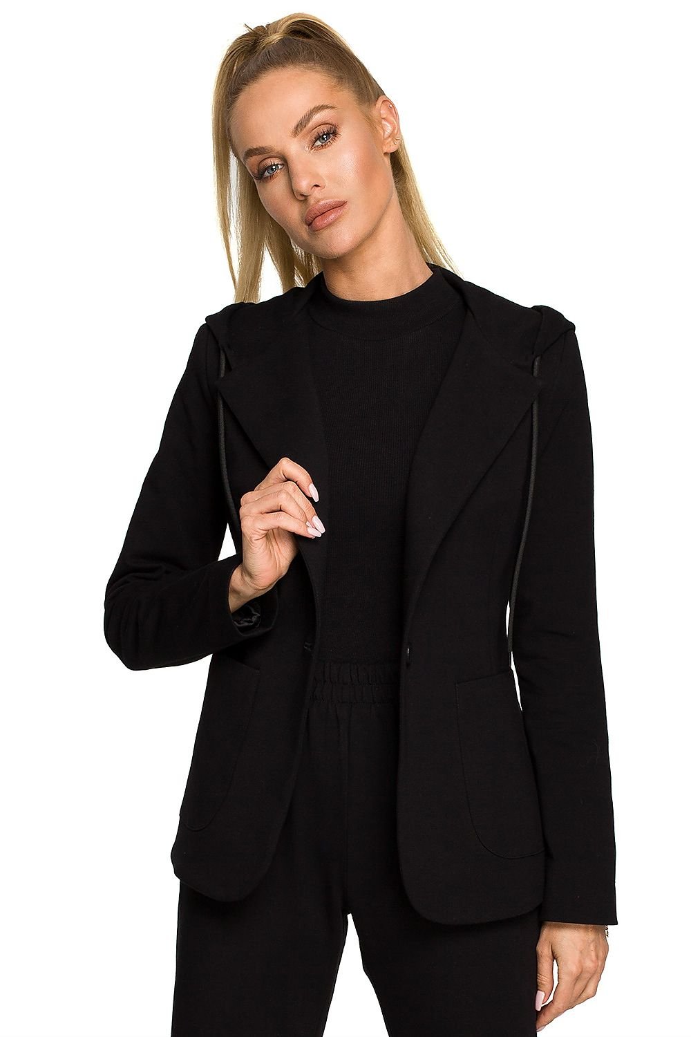 Hooded sports jacket in black