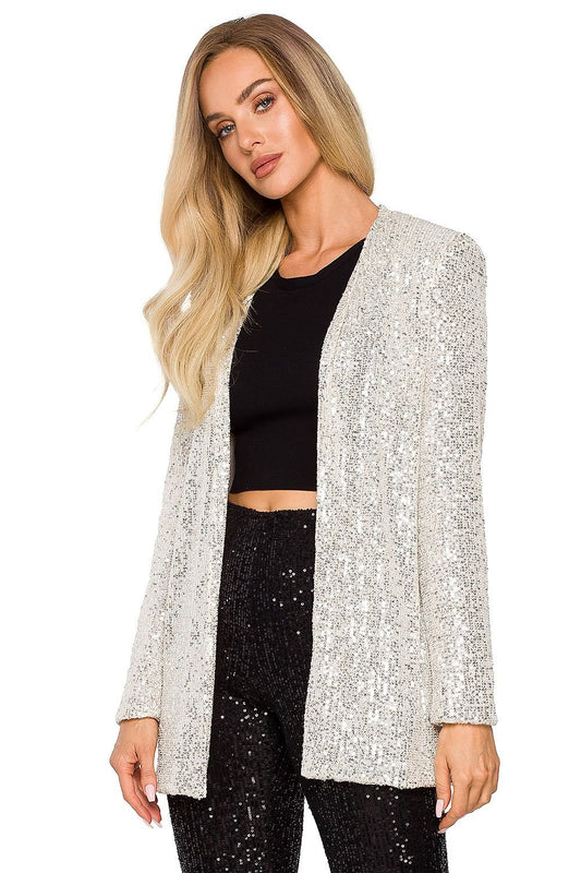 Sparkly sequined blazer in light silver