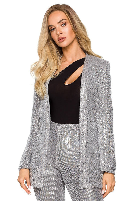 Sparkly blazer with sequins in silver