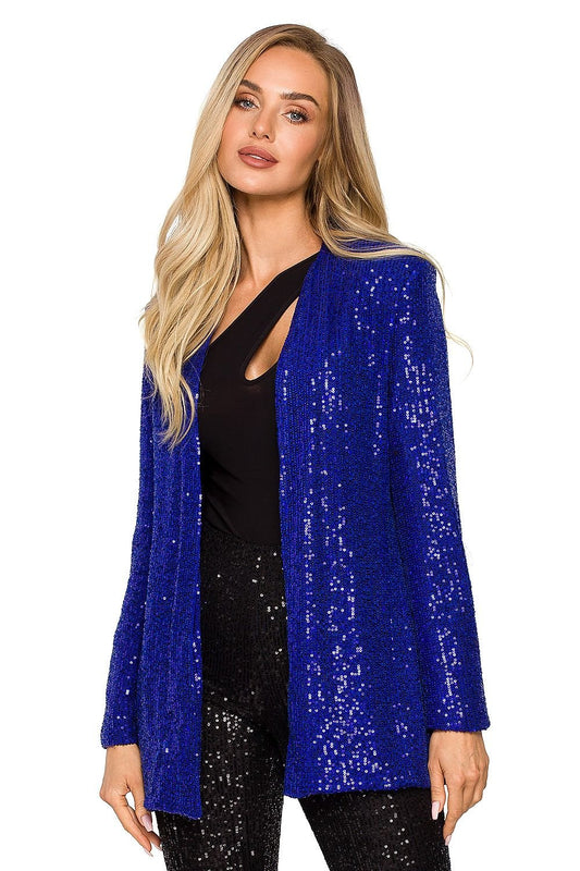 Sparkly sequined blazer in royal blue