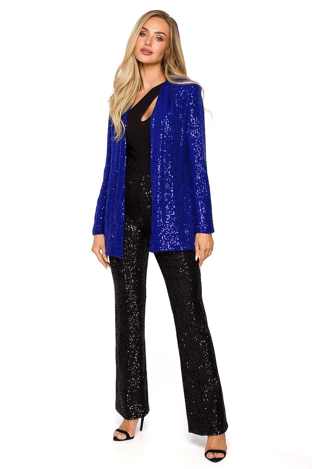 Sparkly sequined blazer in royal blue